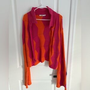 NA-KD Wavy Knitted Collar Cardigan